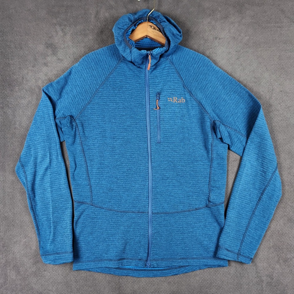 Rab Filament Hoody Mens Medium Blue Full Zip Fleece Technical Midlayer Jacket